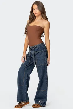 Jeans tiro bajo funky stitch de Edikted en Pantalones para argentina
