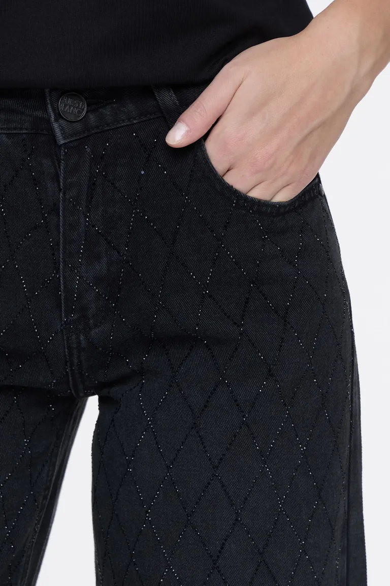 Pantalón wide leg con detalle de brillos en forma de rombos de Cuesta Blanca en Pantalones para argentina