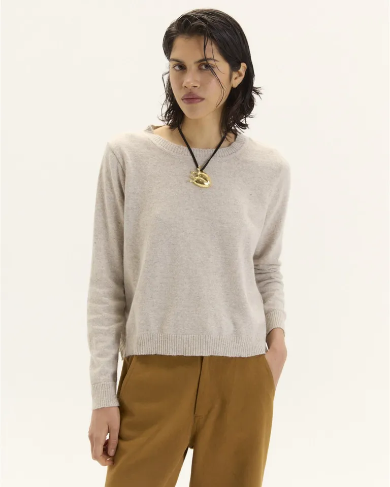 Suéter de algodón rosa con corte evasé y mangas calzadas de Blue Sheep en Buzos y Sweaters para argentina