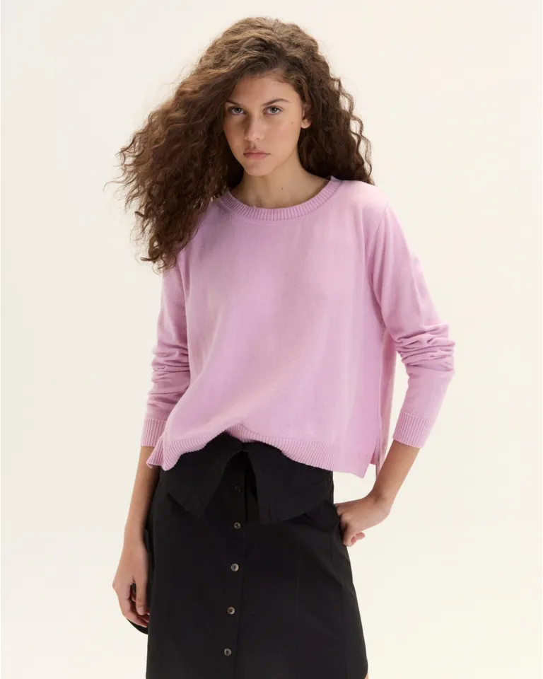 Suéter de algodón rosa con corte evasé y mangas calzadas de Blue Sheep en Buzos y Sweaters para argentina