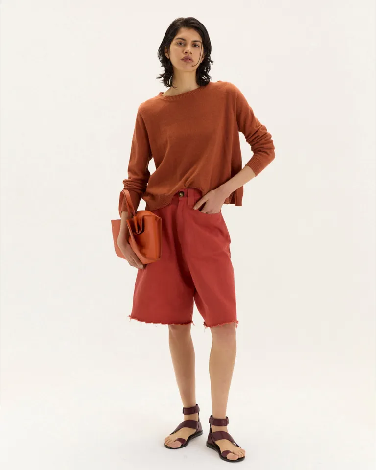 Suéter de algodón rosa con corte evasé y mangas calzadas de Blue Sheep en Buzos y Sweaters para argentina