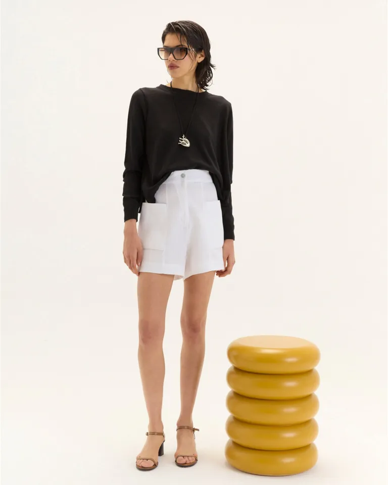 Suéter de algodón rosa con corte evasé y mangas calzadas de Blue Sheep en Buzos y Sweaters para argentina