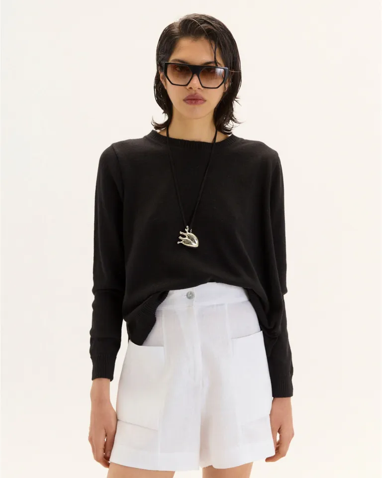 Suéter de algodón rosa con corte evasé y mangas calzadas de Blue Sheep en Buzos y Sweaters para argentina