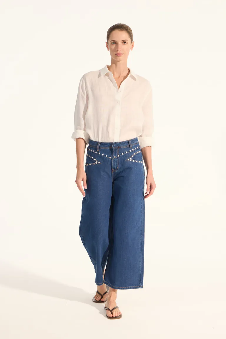 Pantalón de tiro medio y piernas rectas con diseño de tachas de Portsaid en Pantalones para argentina