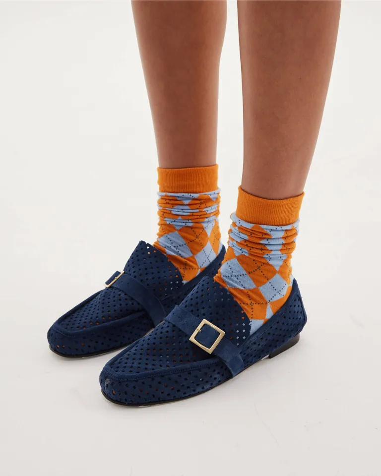 Soquete tejido en patrón de rombos, diseño original y confortable de Blue Sheep en Ropa Interior y Medias para argentina