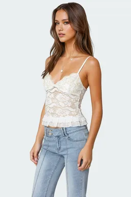 Top corsetero encaje traslúcido torin de Edikted en Tops para argentina