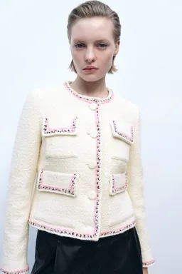 Chaqueta tweed ribetes contraste de Mango en Chaquetas para argentina
