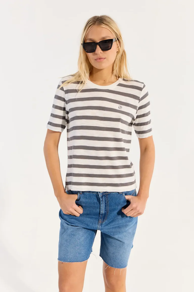 Remera rayada de algodón de corte regular para mujer de Portsaid en Remeras para argentina