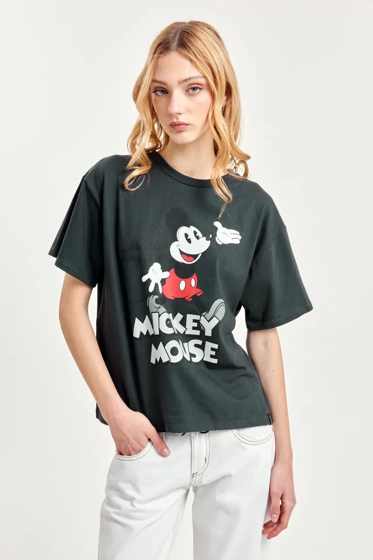 Remera de algodón con estampado de Mickey Mouse para un look relajado y casual de 47 Street en Remeras para argentina