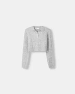 Sweater trenzado cuello polo de Bershka en Buzos y Sweaters para argentina