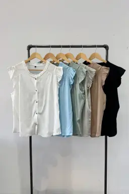 Camisa sin mangas volados fruncidos de Jessy en Blusas para argentina