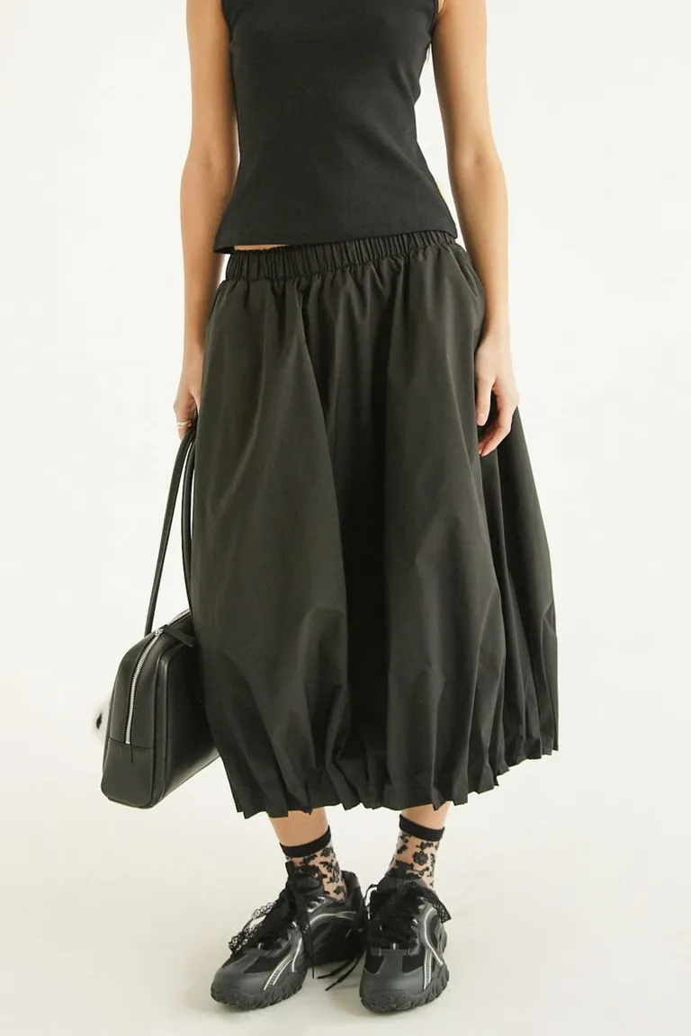 Falda midi con diseño balloon y bordado exclusivo de Las Pepas en Faldas para argentina