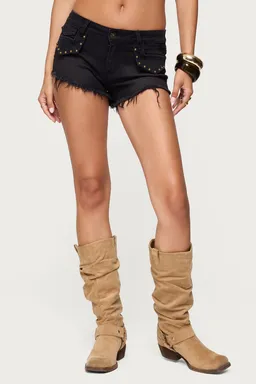 Micro short denim tachas tiro bajo de Edikted en Shorts para argentina