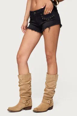 Micro short denim tachas tiro bajo de Edikted en Shorts para argentina