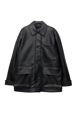 Sobrecamisa larga efecto cuero de Pull&Bear en Chaquetas para argentina