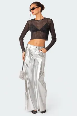 Pantalones metálicos cuero sintético de Edikted en Pantalones para argentina