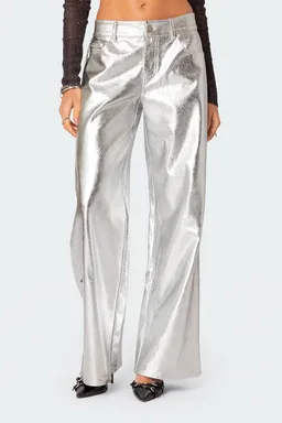 Pantalones metálicos cuero sintético de Edikted en Pantalones para argentina