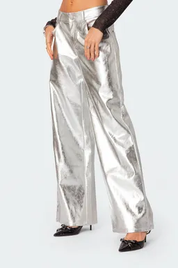 Pantalones metálicos cuero sintético de Edikted en Pantalones para argentina