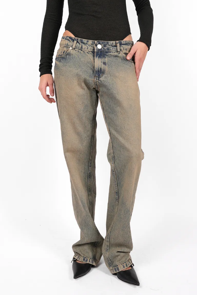 Pantalón de denim de corte recto con lavado matizado en tonos arena de Top White en Pantalones para argentina