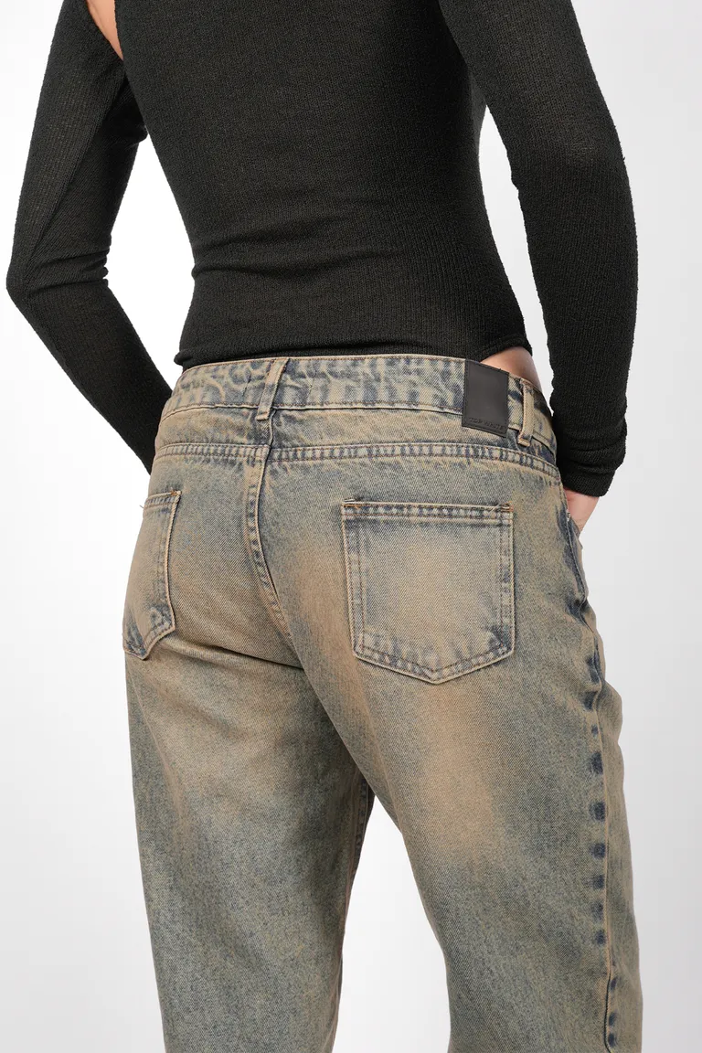 Pantalón de denim de corte recto con lavado matizado en tonos arena de Top White en Pantalones para argentina