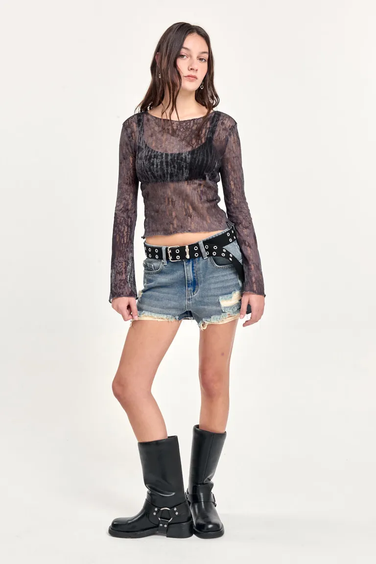 Remera manga larga de encaje y diseño personalizado para un estilo alternativo de 47 Street en Remeras para argentina