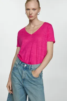 Remera lino cuello pico de Mango en Remeras para argentina