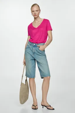Remera lino cuello pico de Mango en Remeras para argentina
