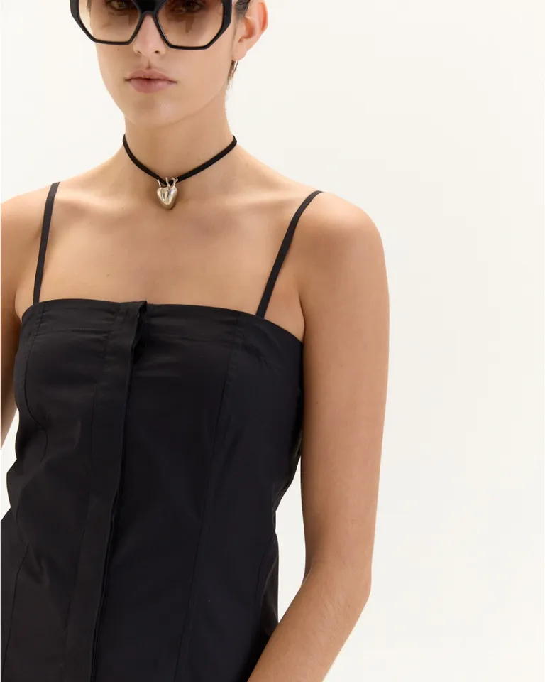 Vestido largo de algodón con diseño corsetero y escote libre de Blue Sheep en Vestidos para argentina