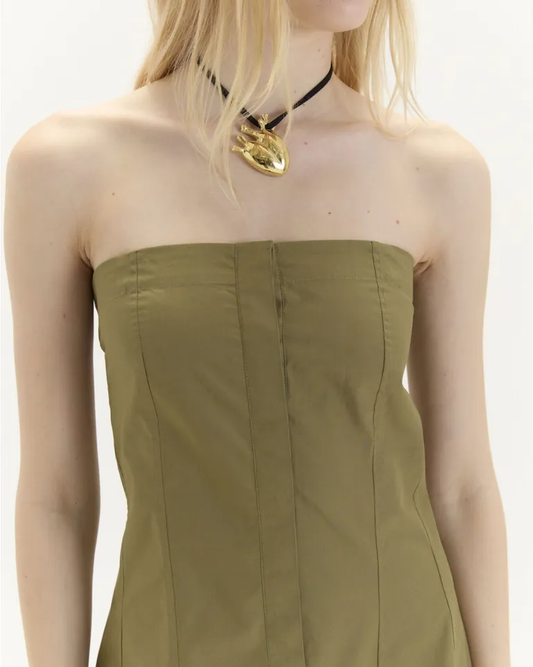 Vestido largo de algodón con diseño corsetero y escote libre de Blue Sheep en Vestidos para argentina