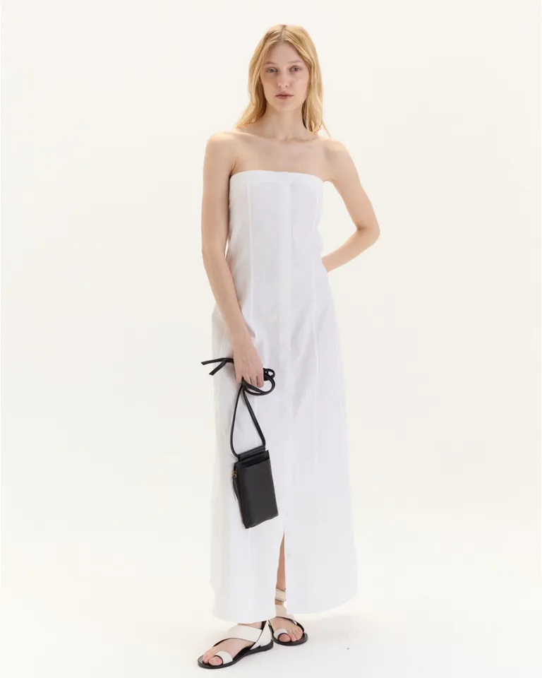 Vestido largo de algodón con diseño corsetero y escote libre de Blue Sheep en Vestidos para argentina