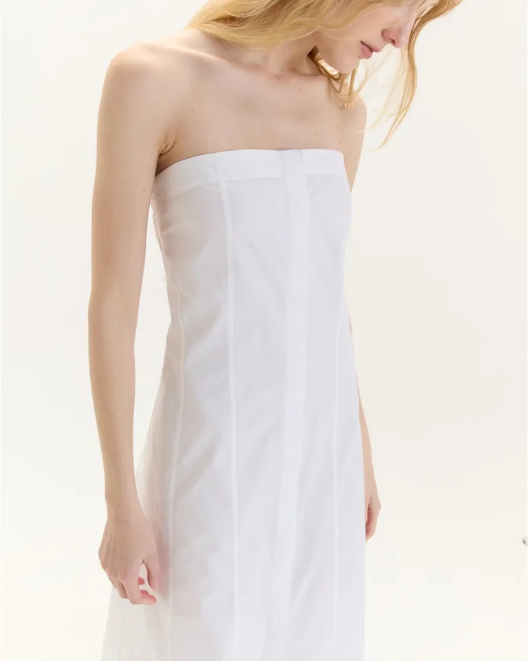 Vestido largo de algodón con diseño corsetero y escote libre de Blue Sheep en Vestidos para argentina