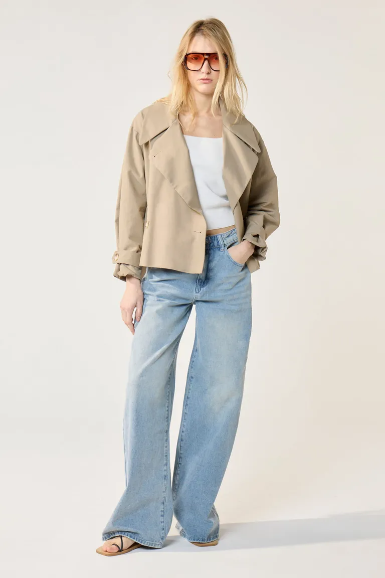 Chaqueta trench de corte moderno con mangas largas y cinturón de Cuesta Blanca en Chaquetas para argentina