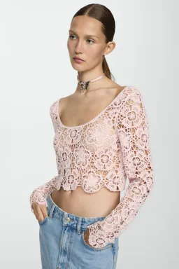 Sweater corto crochet de Mango en Tops para argentina