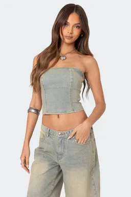 Top tubo denim shira de Edikted en Tops para argentina