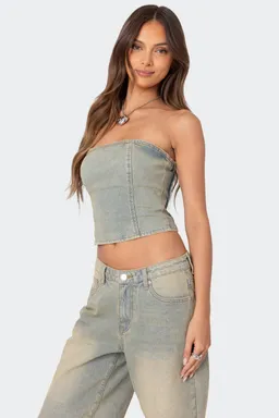 Top tubo denim shira de Edikted en Tops para argentina