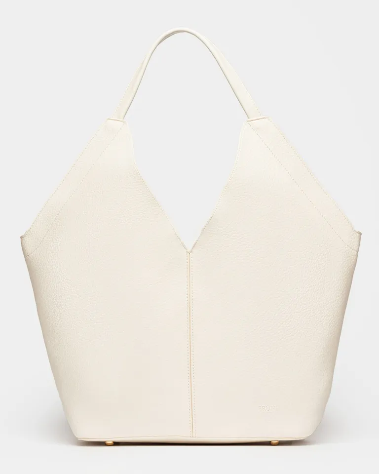 Shopper de cuero sintético con líneas geométricas y estética minimalista de Prüne en Bolsos y Carteras para argentina