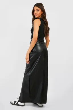 Maxifalda símil cuero abertura de Boohoo en Faldas para argentina