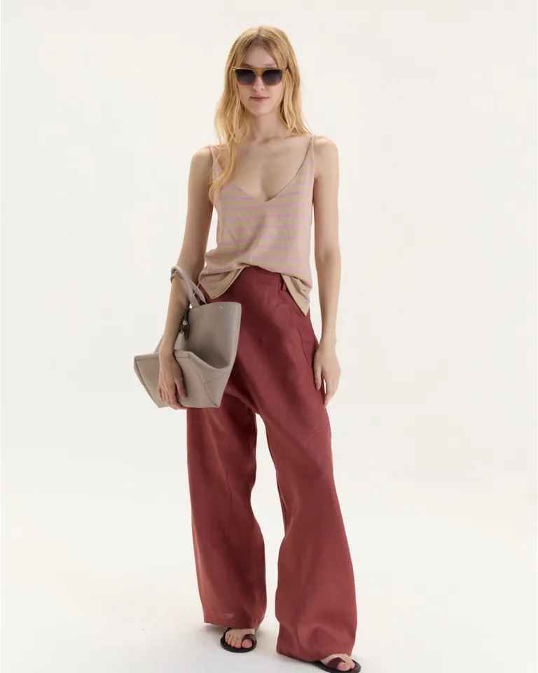 Musculosa akinarette con patrón de rayas y escote en V de Blue Sheep en Tops para argentina