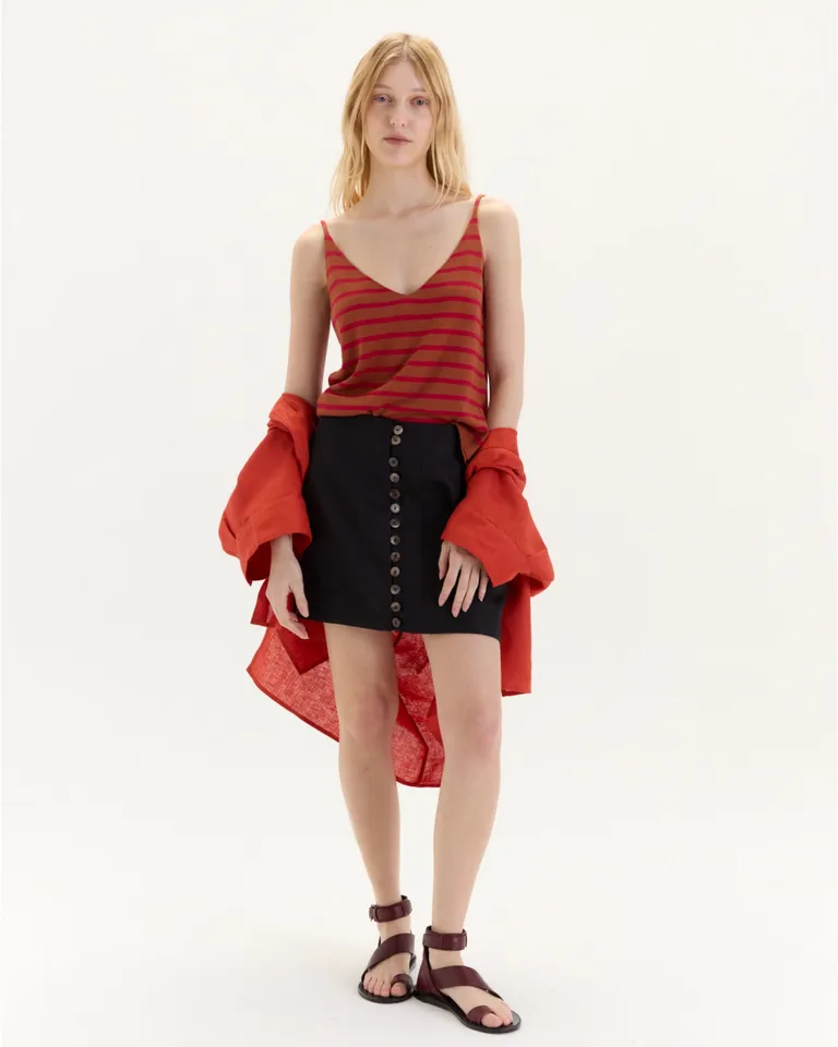 Musculosa akinarette con patrón de rayas y escote en V de Blue Sheep en Tops para argentina