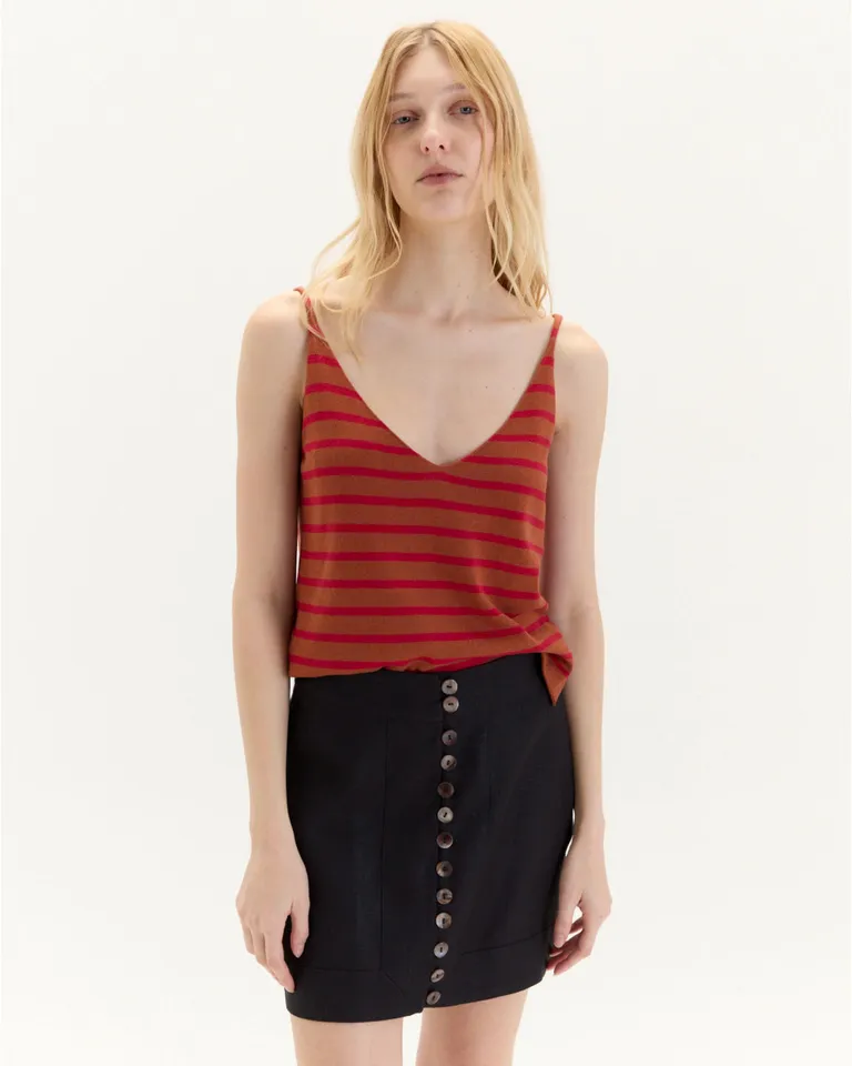 Musculosa akinarette con patrón de rayas y escote en V de Blue Sheep en Tops para argentina