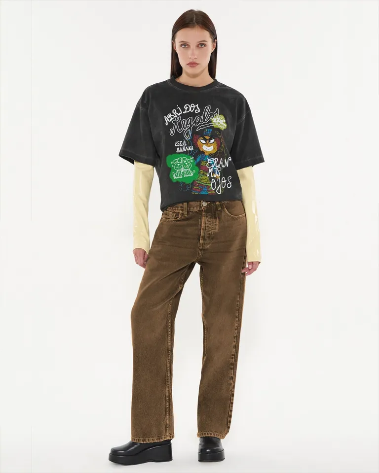 Pantalones sueltos de tono marrón con estilo casual y urbano de Ay Not Dead en Pantalones para argentina