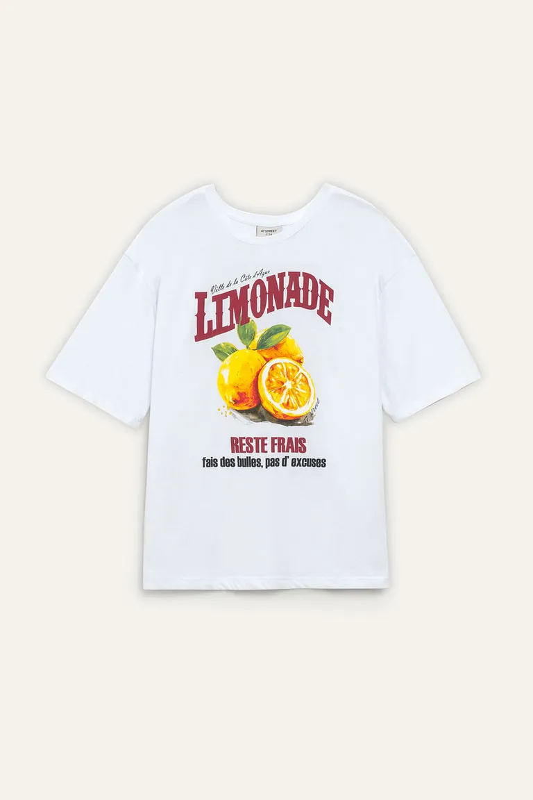 Remera con estampa de limonada en algodón de corte regular para mujer de 47 Street en Remeras para argentina