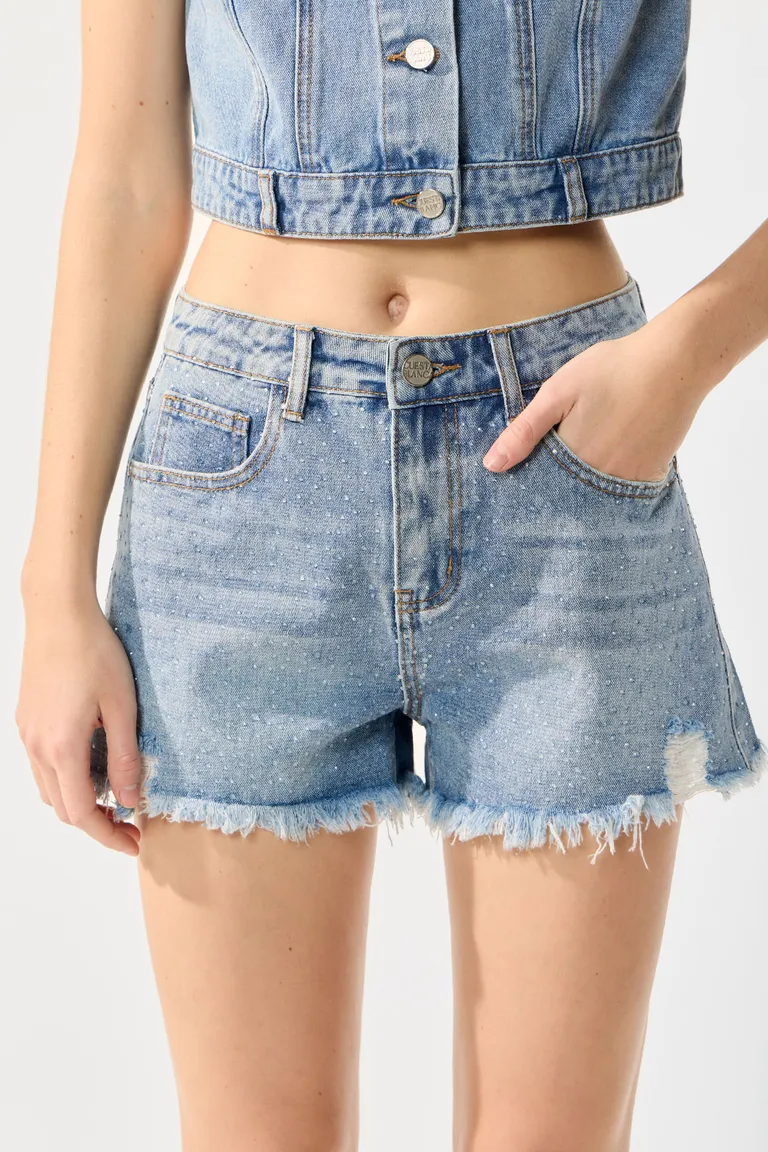 Shorts de tiro medio en denim con detalles de strass de Cuesta Blanca en Shorts para argentina
