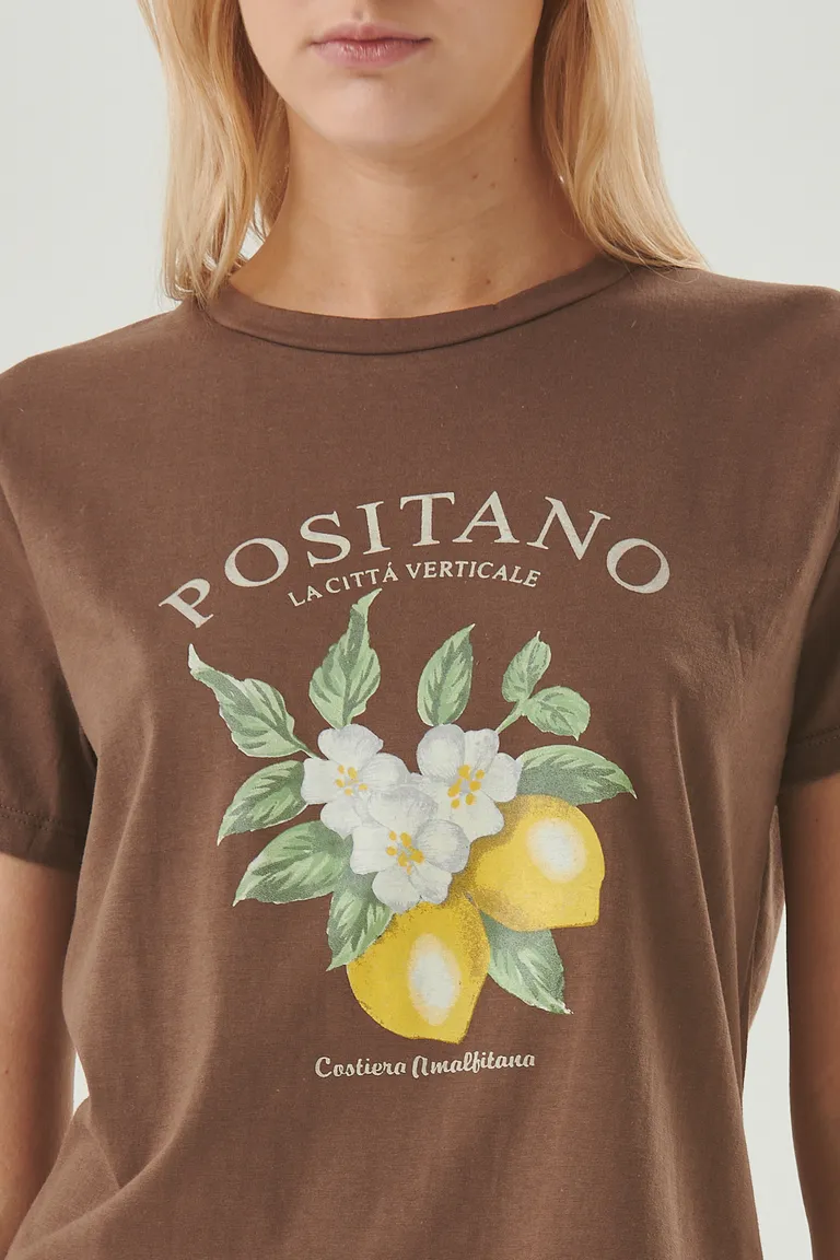 Remera Positano con estampado de limones y flores, un clásico veraniego para el look casual de Sweet en Remeras para argentina