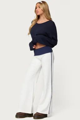 Pantalones anchos doblez contrastante de Edikted en Pantalones para argentina