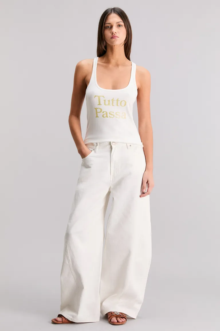 Musculosa amarilla de corte slim con estampado exclusivo de Kosiuko en Tops para argentina