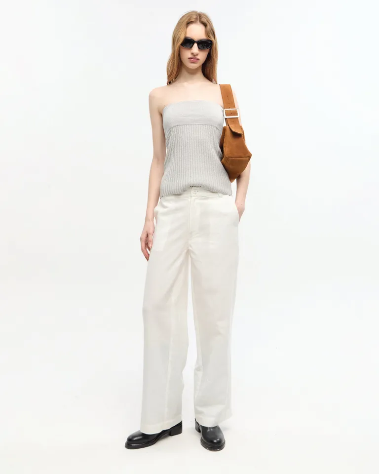 Pantalón de lino y algodón de pierna recta y tiro bajo de Ay Not Dead en Pantalones para argentina