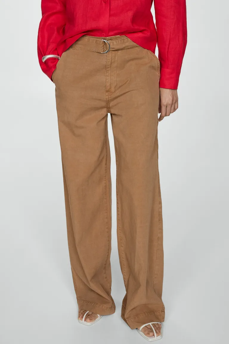 Pantalón wideleg fluido con cinturón de Mango en Pantalones para argentina