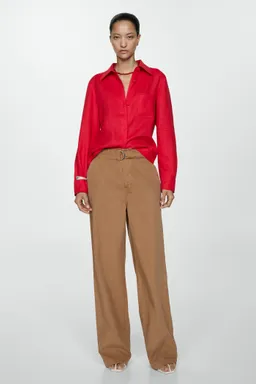 Pantalón wideleg fluido con cinturón de Mango en Pantalones para argentina