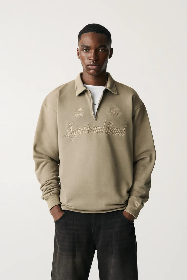 Sudadera cremallera cuello polo de Pull&Bear en Buzos y Sweaters para argentina